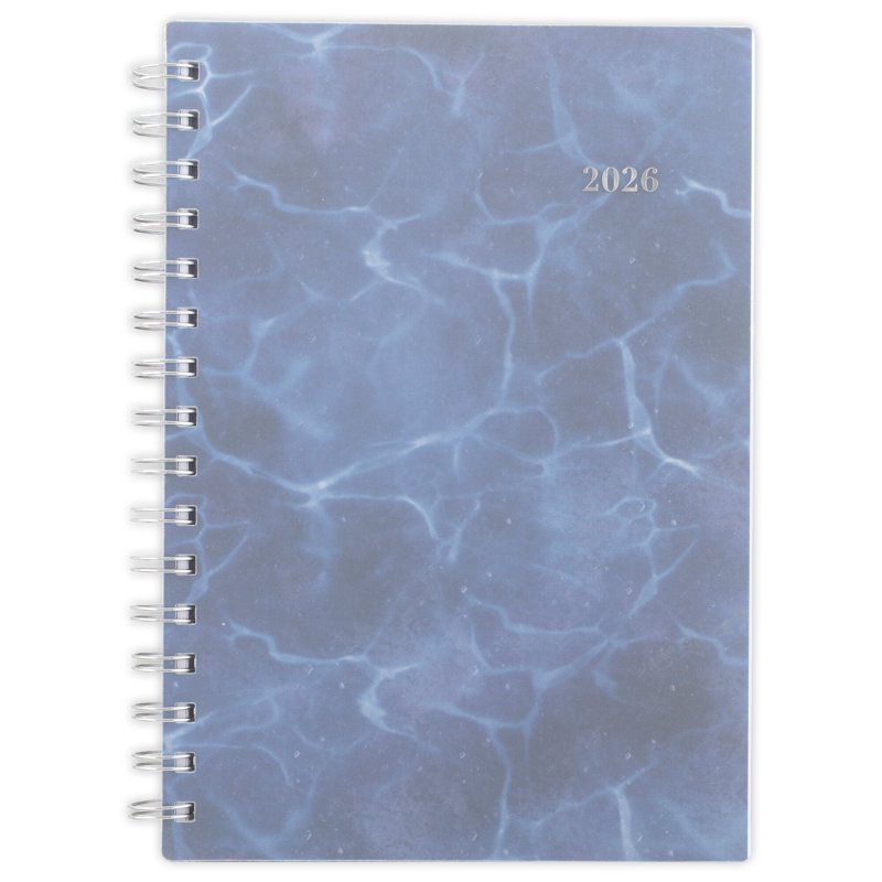 Small Weekly Monthly Planner 2026 - Blue Water Design, 5.5 x 8.5 Inches