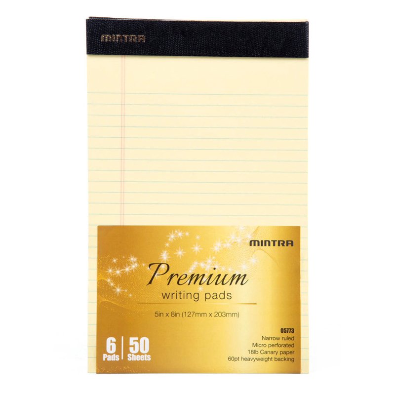 Premium Legal Pads 6 Pack - Narrow & Wide Ruled, Multiple Sizes