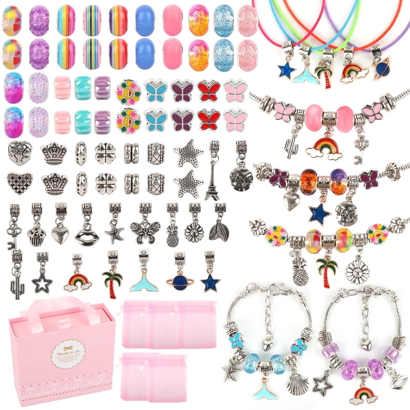 Kids Jewelry Making Kit with Charms and Chains - DIY Bracelets & Necklaces Set for Girls Ages 6-12