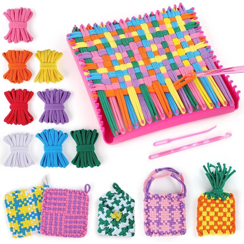 Kids DIY Weaving Loom Kit for Arts & Crafts - Includes 96 Loops & Accessories