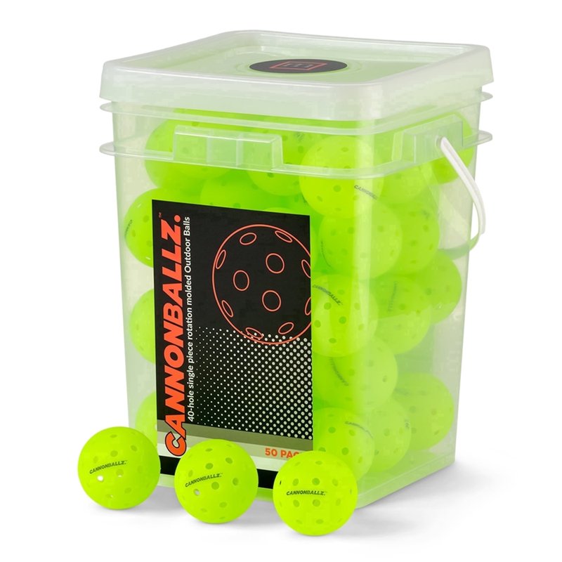 Cannonballz Outdoor Pickleballs - 40-Hole, 50 Pack (Variation: 50)