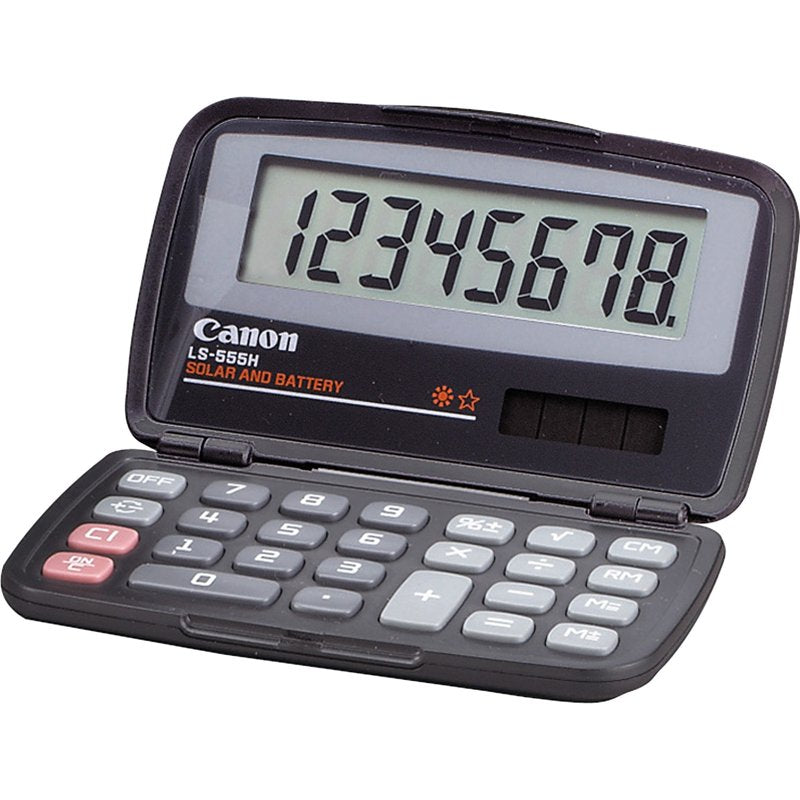Canon LS555H 8-Digit LCD Pocket Calculator Foldable Solar Battery Powered