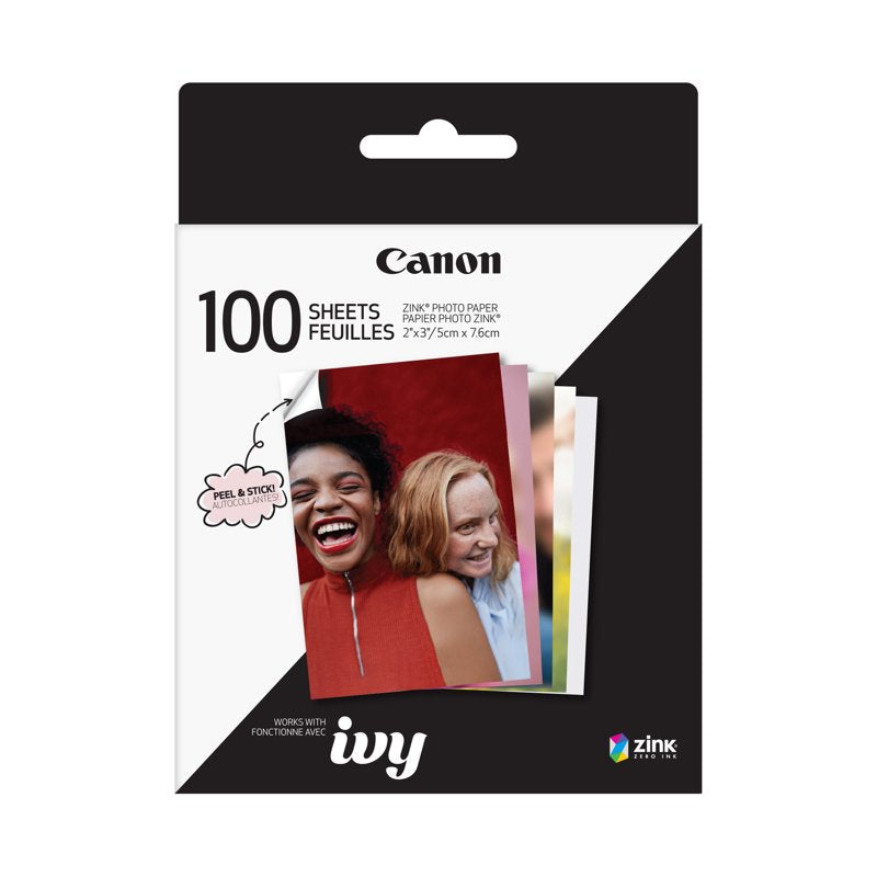 Canon ZINK Photo Sticker Paper Pack 100 Sheets - Printable Peel & Stick Photos