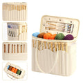 Large Capacity Canvas Yarn Organizer Tote Bag with Multi-Pockets for Knitting & Crochet