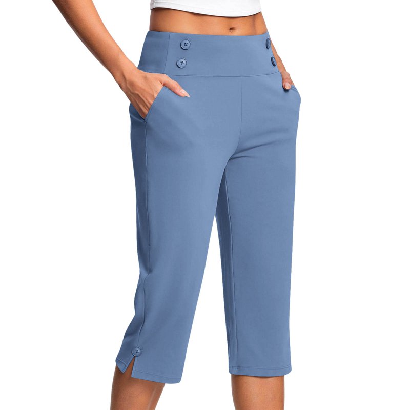 Women’s Yoga Capris Pants High Waist Workout & Office Pants with Pockets