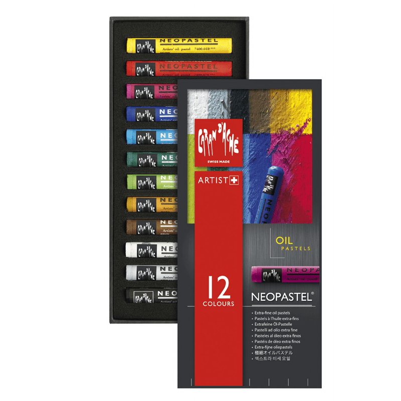 Oil Based Pastel Crayons Set - 12 Bright Colors for Artists