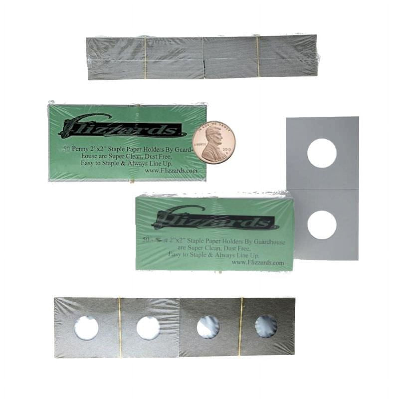 Coin Holder Flips for Penny 19mm - 2x2 Cardboard Mylar 300 Pack