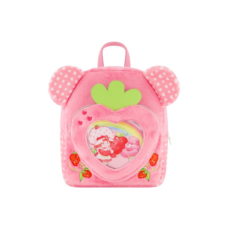Care Bears and Strawberry Shortcake Plush Heart Backpack - Pink Mini Travel Bag
