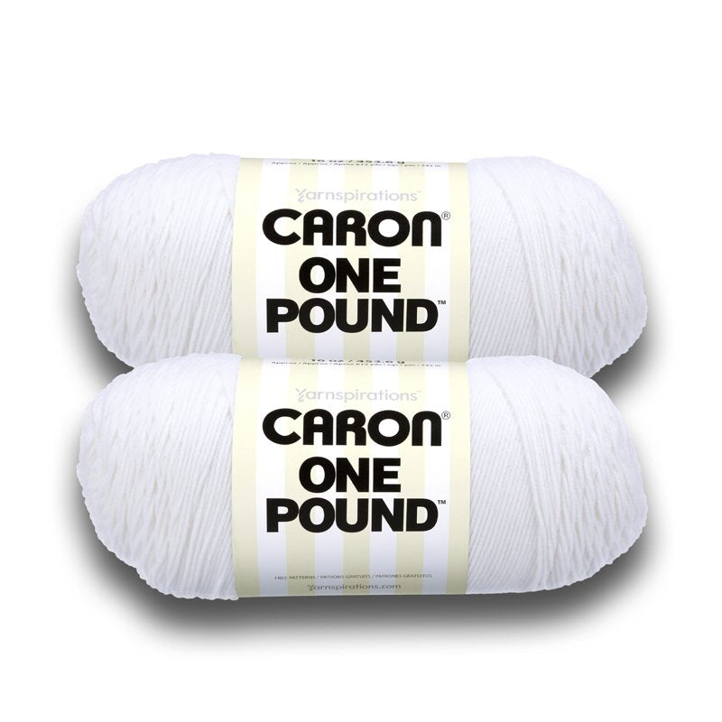 Medium Acrylic Yarn - Worsted Weight, 16oz, 812 Yards, White, 2-Pack