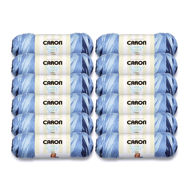 Medium Acrylic Yarn for Knitting & Crochet - Ombre Color Options, 12 Pack