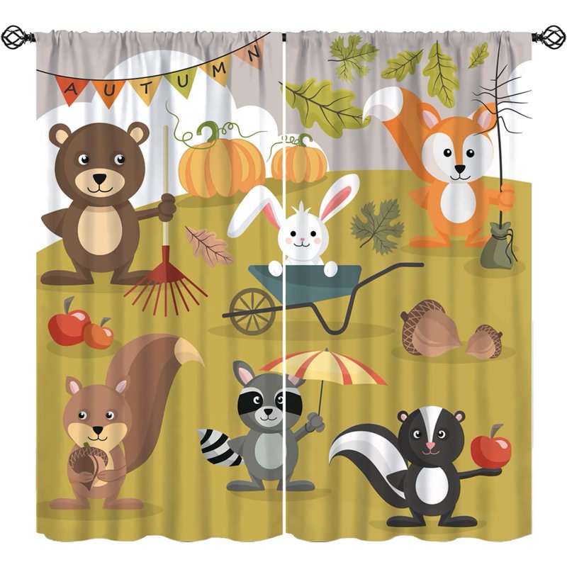 Kids Jungle Animal Curtains - Insulated Window Drapes for Childrens Bedroom
