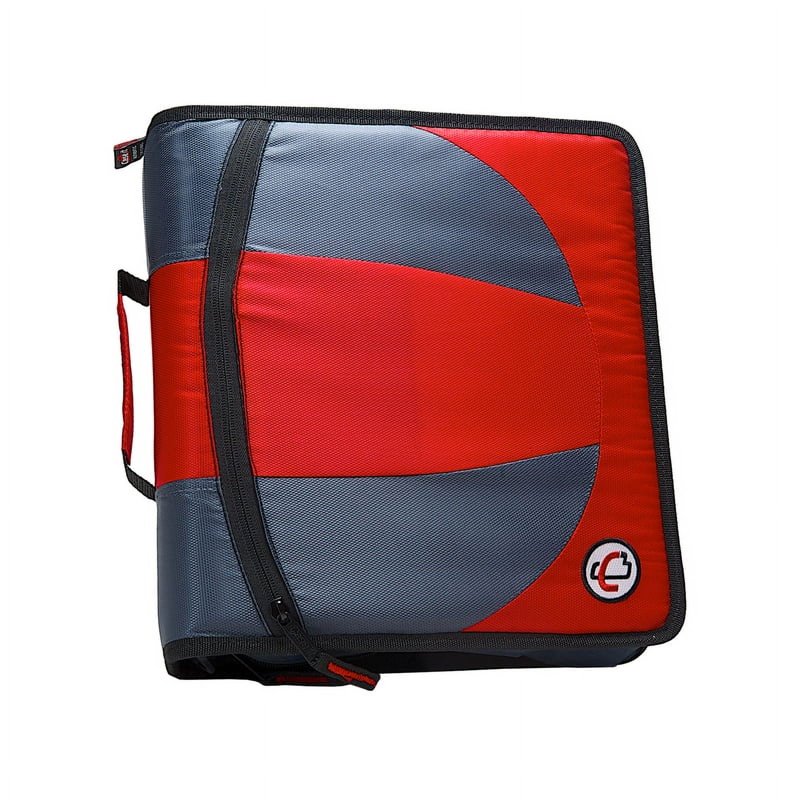 Dual 2-in-1 Zipper Binder with 3 Inch Capacity and Ripstop Material - Red