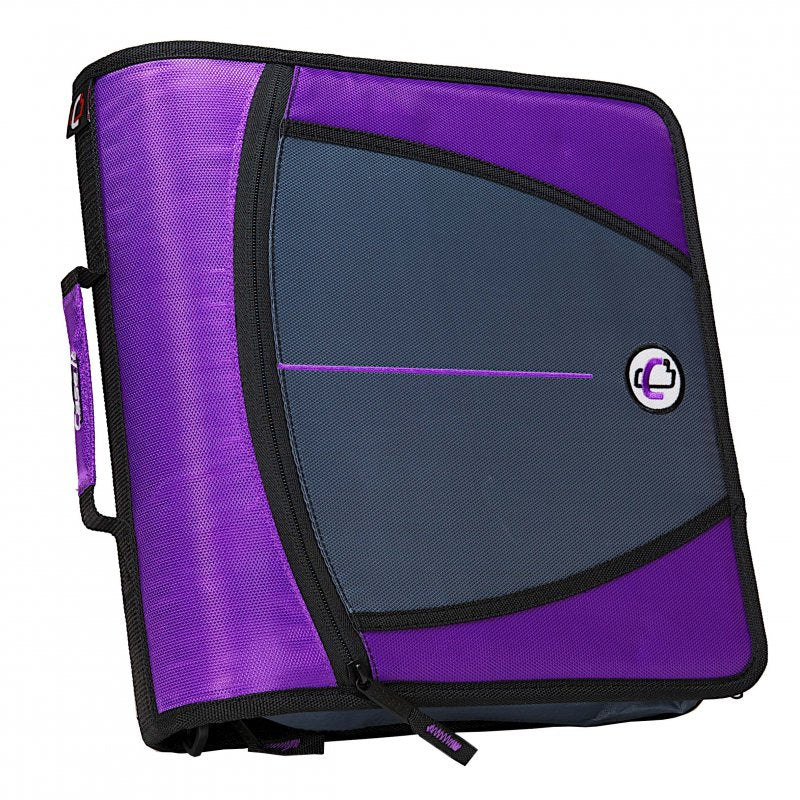 3-Inch Zipper Binder with Handle and Shoulder Strap, Purple, 3-Ring Capacity