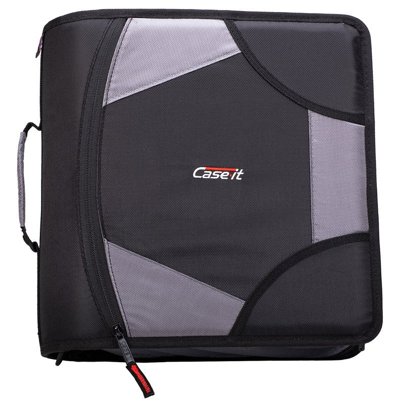 King Sized Zip Tab 4-Inch Zipper Binder - Black, 3-Ring, Organizational Folder
