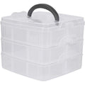 3-Tier Stackable Storage Container with 18 Adjustable Compartments for Crafts and Organization