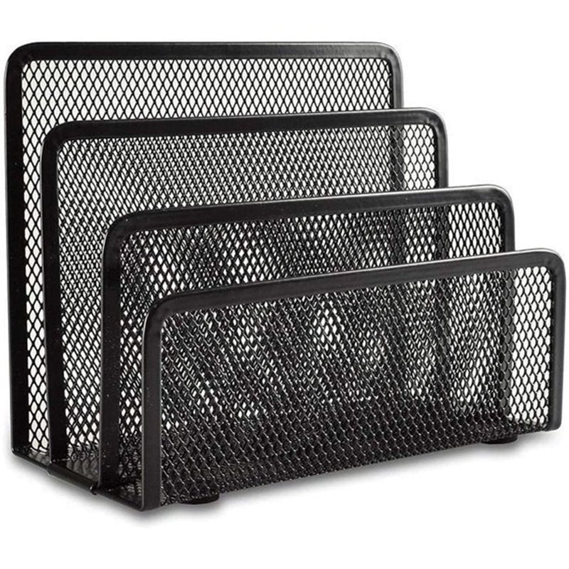 Desk Mail Organizer with 3 Compartments - Metal Mesh Office Storage Bin