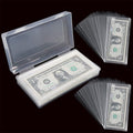 Clear Paper Money & Currency Collection Sleeves with Storage Case - 100 Pieces