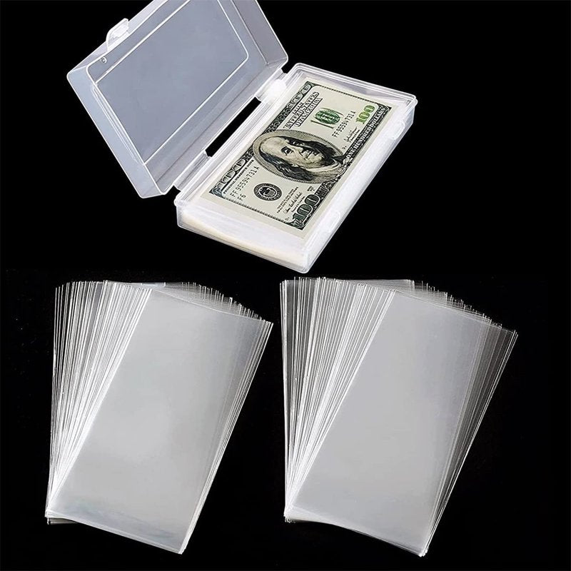 100 Pcs Clear Currency Sleeves for Banknotes and Collectibles