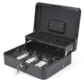 Metal Cash Box with Coin Trays and Lock for Secure Money Storage