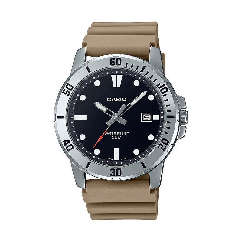 Casio Men's Sports Wristwatch MTP-VD01-5EV Water Resistant 50M, Analog, Tan Band