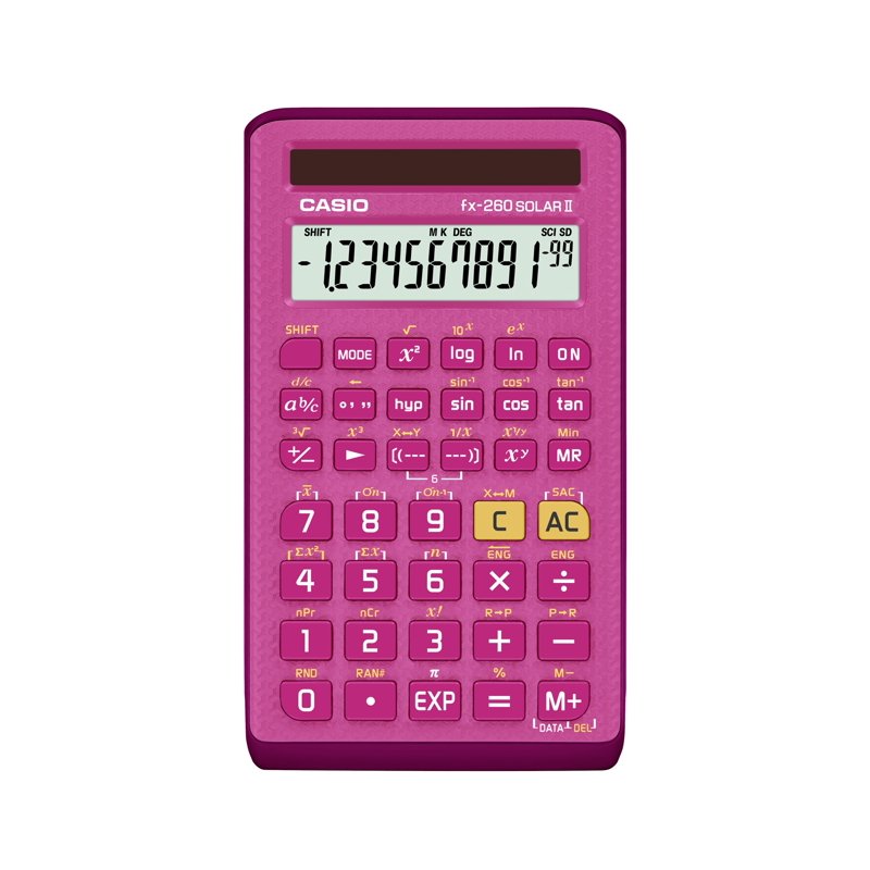 Scientific Calculator Pink Solar Power 144 Functions for Math & Science