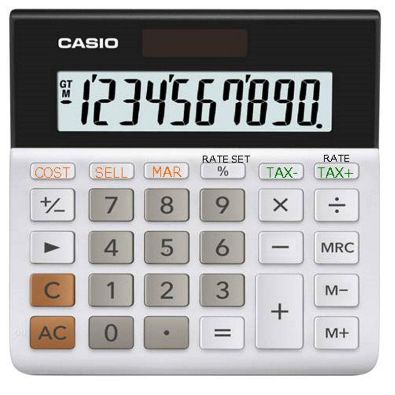 Desktop Calculator with 10-Digit Display & Business Functions - Compact, Solar Powered
