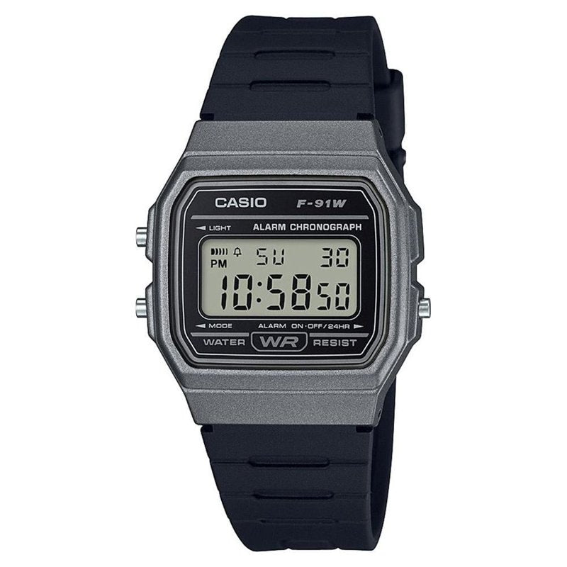 Digital Quartz Watch for Men with Resin Band and Gray Dial - Water Resistant, 7-Year Battery Life