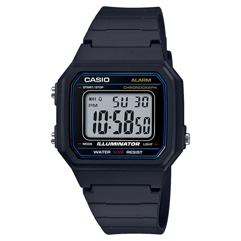 Casio Men's Classic Digital Quartz Watch 50M Water-Resistant Black Resin Strap