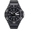 Men's Quartz Watch with Black Resin Strap, Water-Resistant 44.6mm Dial