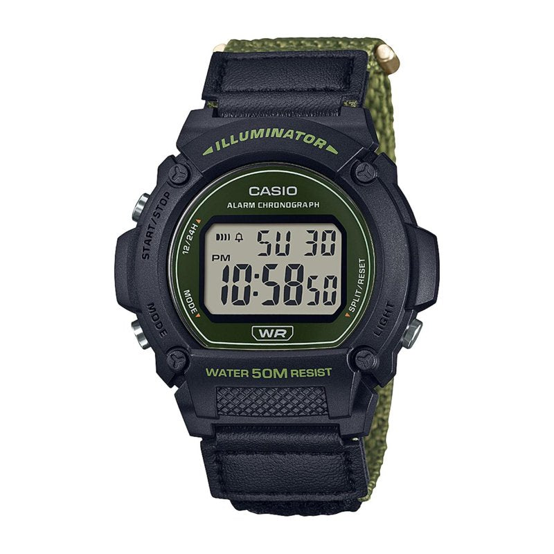 Men's Digital Watch with Cloth Band and LED Backlight - Green & Khaki Variants