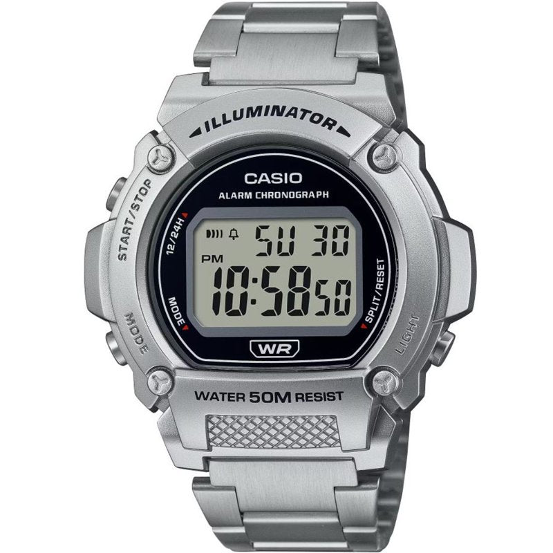 Men's Digital Watch with Stainless Steel Band 50M Water Resistance