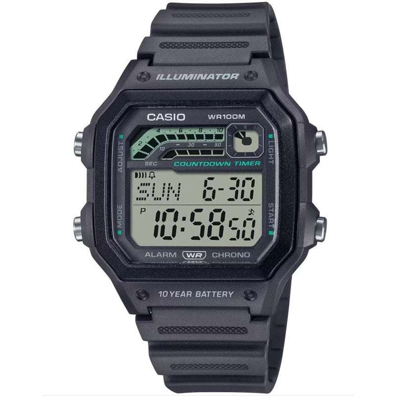Casio Men's Digital Sports Timer Watch Water-Resistant 100M - Multiple Colors