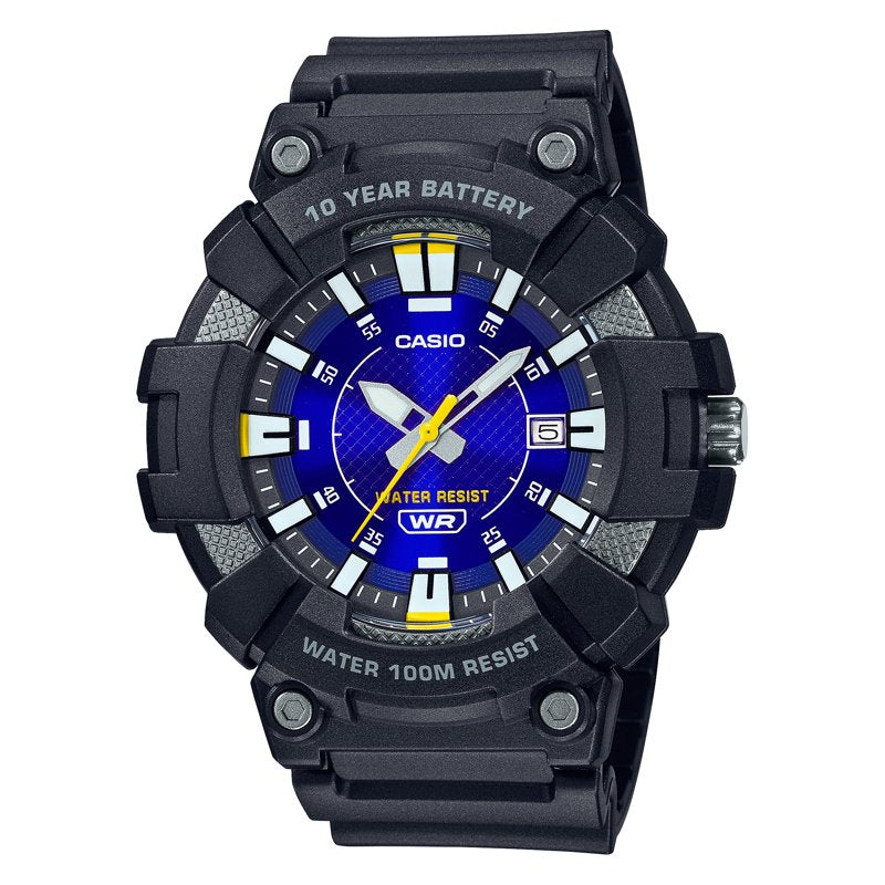 Casio Men's Heavy Duty Analog Watch - Water Resistant 100M, 10-Year Battery