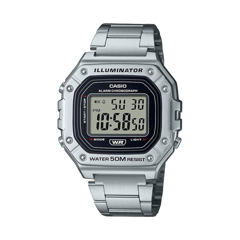 Digital Wristwatch for Men with Stopwatch LED Backlight and 50M Water Resistance - Black