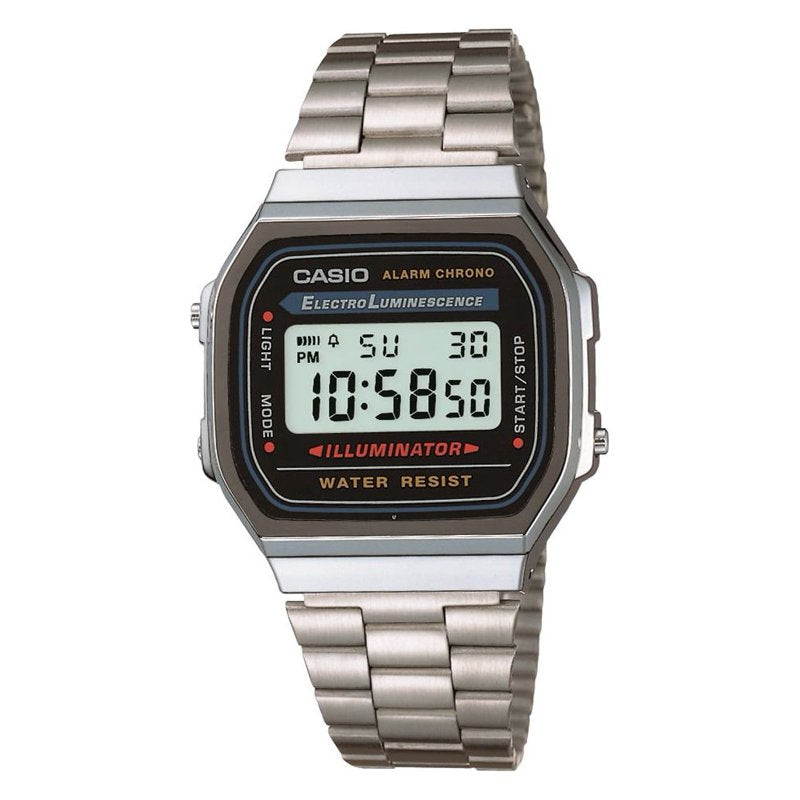 Men's Stainless Steel Watch with Digital Features - Silver & Black