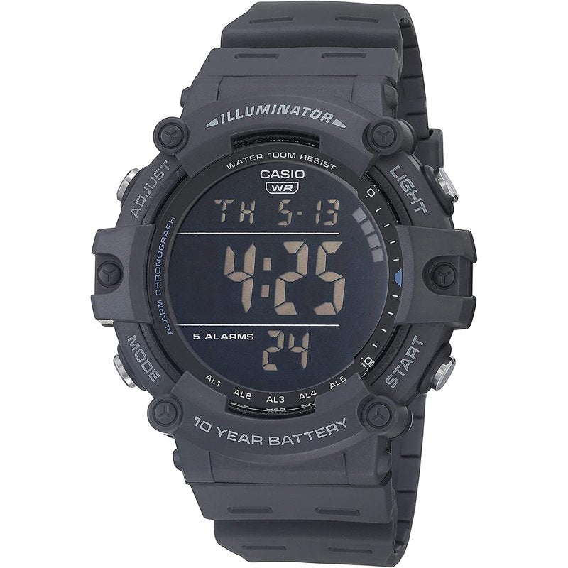 Digital Watch for Men with Large Wide Face and Resin Strap - Water Resistant 100M