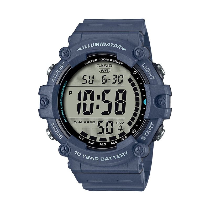 Digital Resilient Water-Resistant Men's Watch with Blue Strap and Large Display