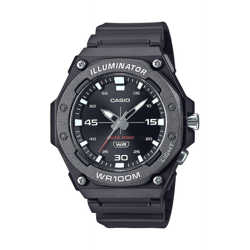 Heavy Duty Analog Wristwatch for Men - Black, 3-Hand, Water-Resistant