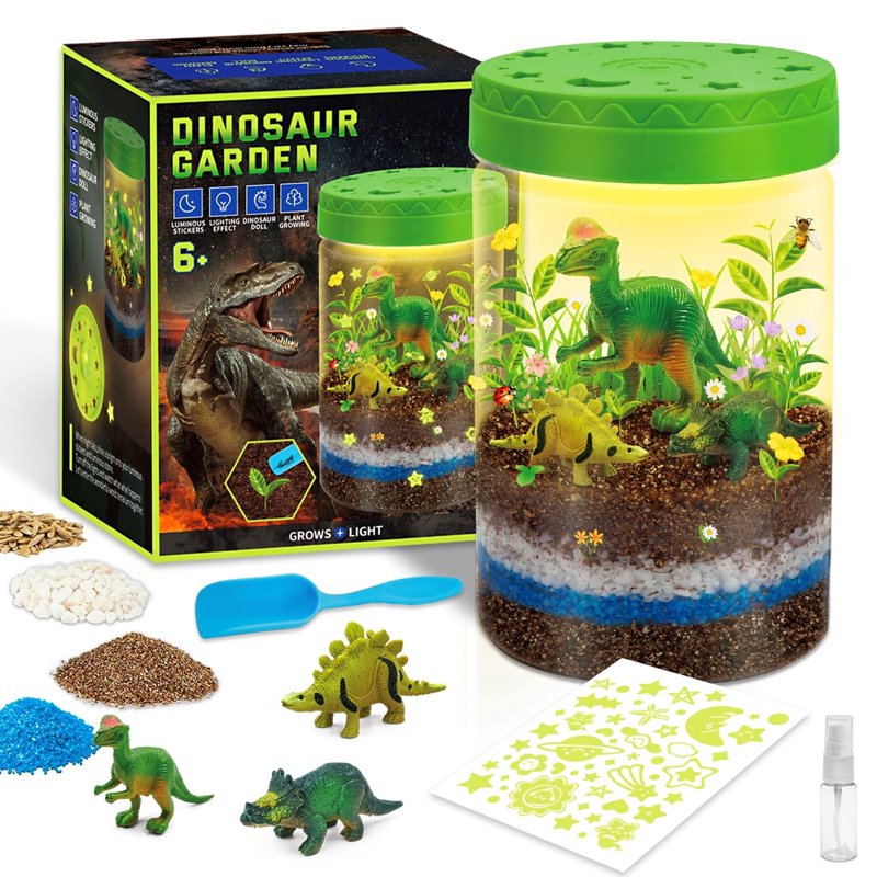 Dinosaur Terrarium Kit for Kids - Creative Grow & Glow Dino Craft Set, Gift for Ages 4-12