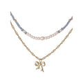 Women's Bow Pendant Necklace with Adjustable Chain - Elegant Jewelry Accessory