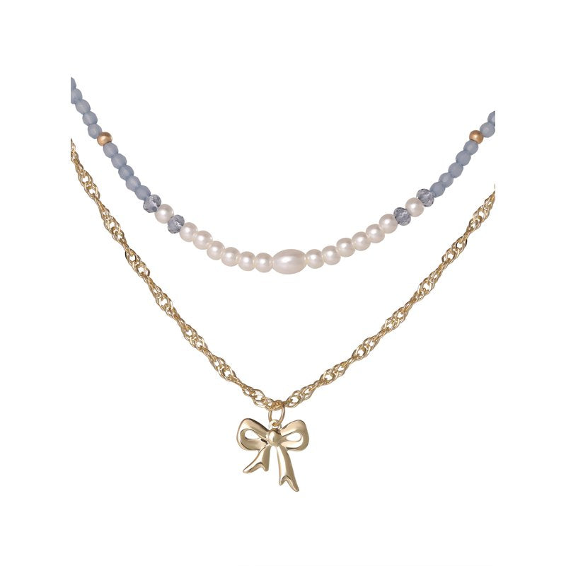 Women's Bow Pendant Necklace with Adjustable Chain - Elegant Jewelry Accessory