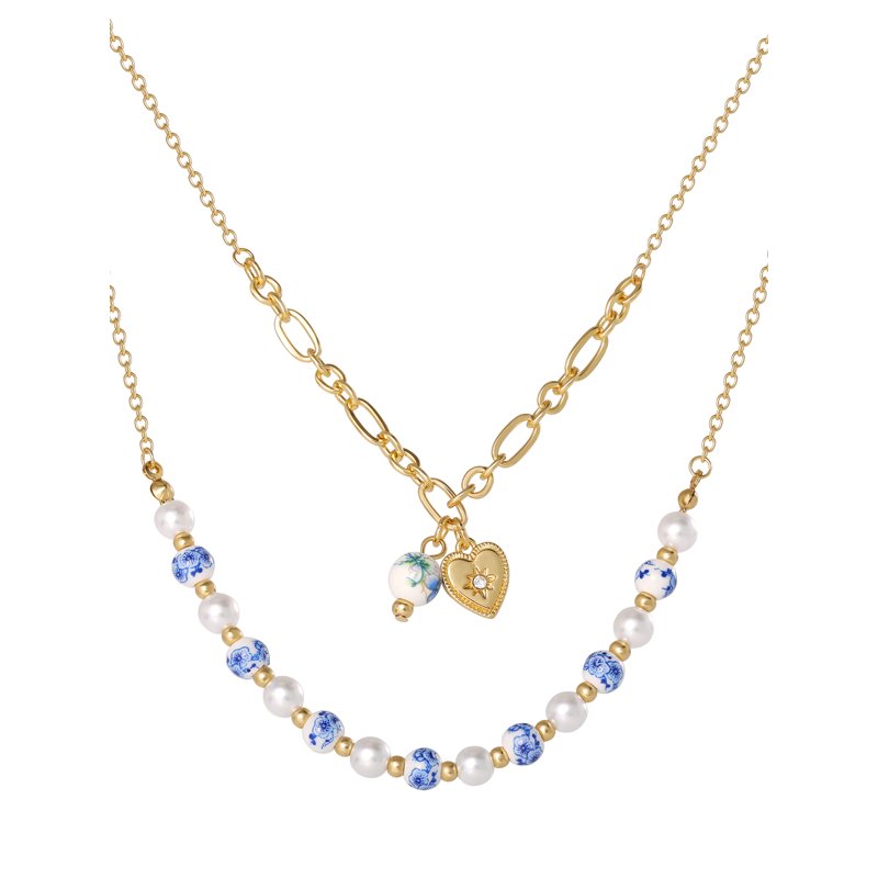 Layered Women's Flower and Heart Accent Necklace – Adjustable, Lightweight Jewelry