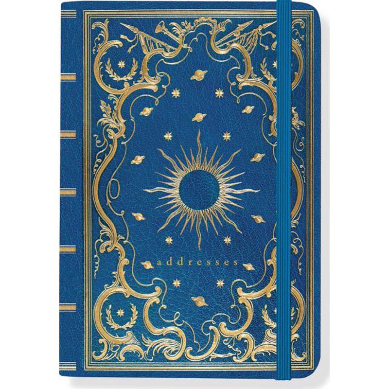 Celestial Address Book - Pocket-Sized Contact Organizer with Gold Foil Design