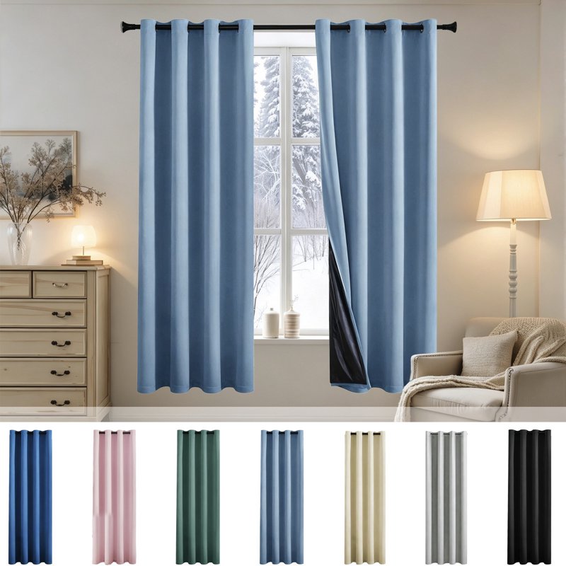 Blackout Curtains Thermal Insulated Soundproof Window Drapes Grommet Top Home Bedroom Living Room 39x51