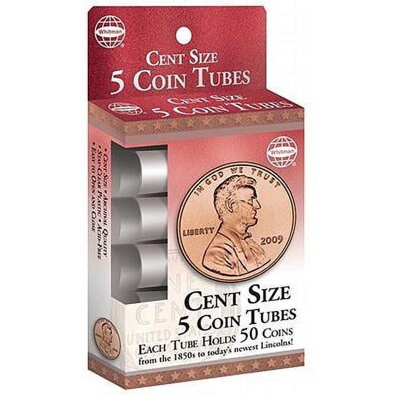 Coin Tube for Pennies - Cent Size 5 Coin Storage Tubes