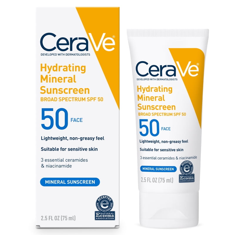 Mineral Sunscreen SPF 50 Face Lotion for Sensitive Skin Kids & Adults - Hydrating & Fragrance-Free