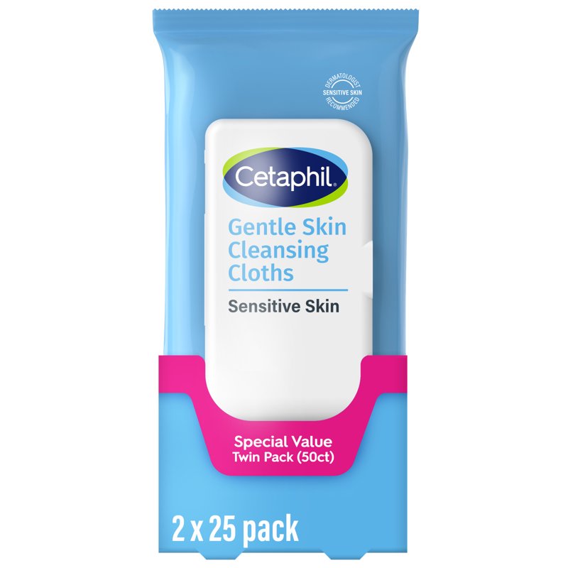 Gentle Skin Cleansing Cloths for Face & Body - Fragrance Free, 50 Count, Multi Pack