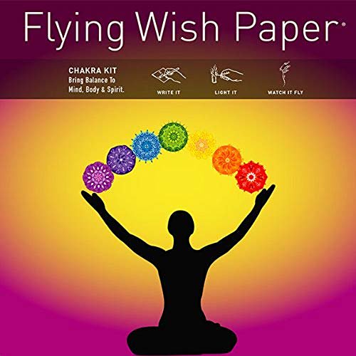 Flying Wish Paper Kit with Chakra Symbols - Write Light & Watch Wishes Fly - Large 7x7 Inch Set