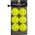 Official-Size Pickleball Balls Set - 6 Pack, Bright Yellow for Indoor Courts