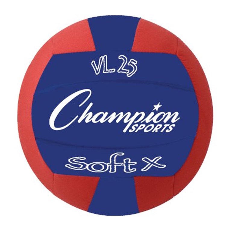 Rhino Skin Soft Fabric Volleyball for Beginners - Red & Blue, 8.25 Inch